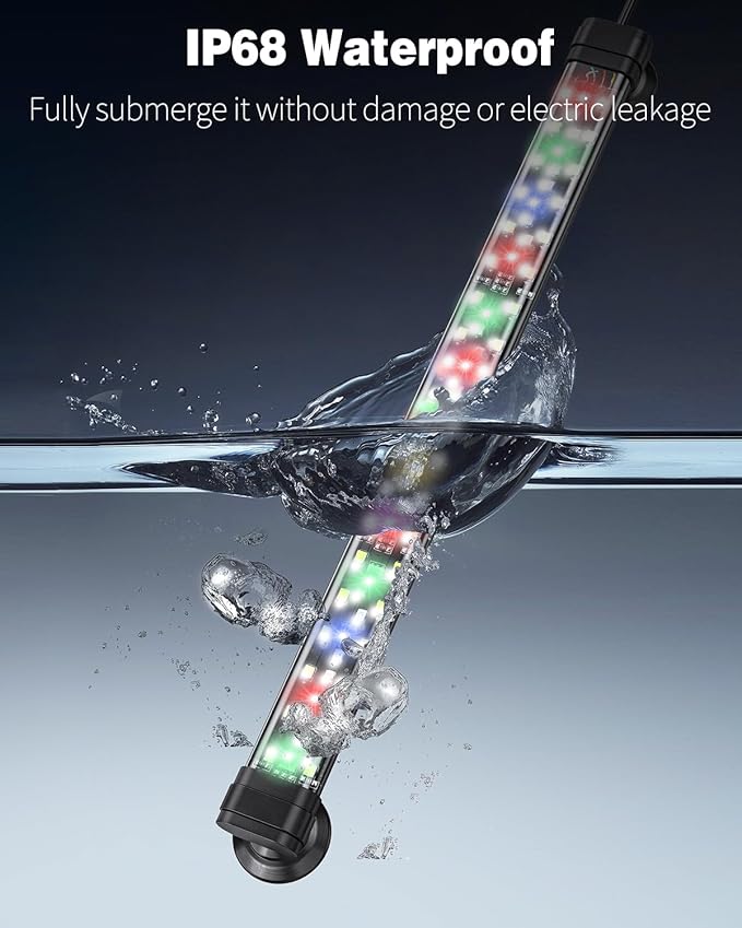 Pawfly 6.5 W Aquarium LED Light 12 Inch 24/7 Fish Tank Light with Full Spectrum IPX8 Waterproof Light Multi-Colored LEDs with D/N Mode Single Color Effects Timer and Adjustable Brightness Pawfly