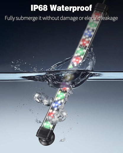 Pawfly 6.5 W Aquarium LED Light 12 Inch 24/7 Fish Tank Light with Full Spectrum IPX8 Waterproof Light Multi-Colored LEDs with D/N Mode Single Color Effects Timer and Adjustable Brightness Pawfly