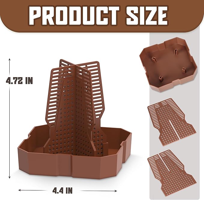 Chameleon Feeding Bowl for Reptile Terrarium, Climbable Design for Reptile to Hunt, Suitable for Feeding Lizards, Bearded Dragons, Geckos, Guardians, Frogs, Reddish Brown, Small Fischuel