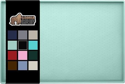 Gorilla Grip 100% Waterproof Raised Edge BPA Free Silicone Pet Feeding Mat, Dog Cat Food Mats Contain Spills Protects Floors, Placemats for Cats and Dogs Water Bowl, Pets Accessories 16x10, Mint - PAWPICO