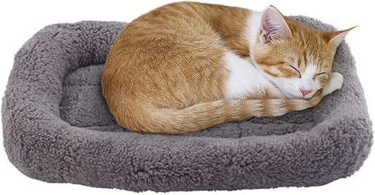 lesypet Cat Beds for Indoor Cats, 15" x 10" Small Cat Bed Curl Sleep Plush Cushion with Pillow, Non-Slip Bottom Washable Mat, Small - PAWPICO