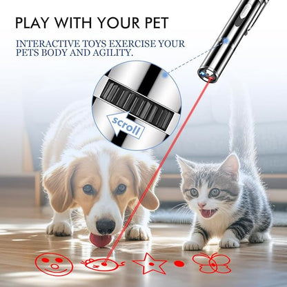 Laser Pointer Cat Toys, Cat Laser Pointer Toy with Three Light Modes, Five Adjustable Patterns,USB Portable Charging, Interactive cat Toy Multifunctional and Portable - PAWPICO