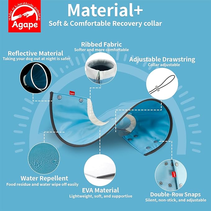 Agape Soft Cone for Cats & Small Dogs, Comfy Pet Cone to Stop Licking, Adjustable Cat E Collar Alternative After Surgery, Protective Elizabethan Collar for Pup & Kitty, Water Repellent Recovery Cone Agape