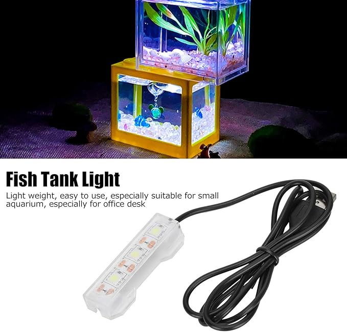 Mini Led Aquarium Light, Small Aquarium Water Plant Light Desktop Fish Mini Decoration LED Lamp Pssopp