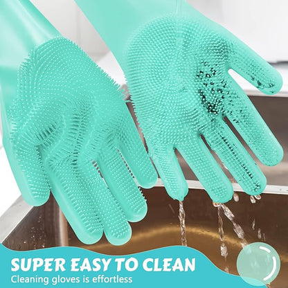 Pecute Large Pet Grooming Gloves with Heat-Resistant, High-Density Silicone Teeth for Washing, Massaging, and Enhanced Five Finger Design - PAWPICO