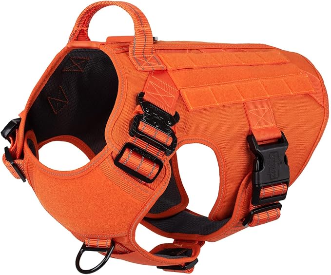 ICEFANG Tactical Dog Harness,X-Large Size, 2X Metal Buckle,Working Dog MOLLE Vest with Handle,No Pulling Front Leash Clip,Hook and Loop Panel ICEFANGDIRECT