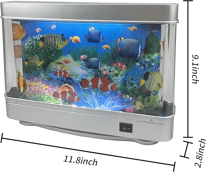 Fake Fish Tank Mini Aquarium,Artificial Tropical Fish Decorative,Fake Aquarium Decorative Lamp,Aquarium Lights Motion Lamp Night Light with Moving Fish,Gift for Kids(US Plug) Tokenkuko