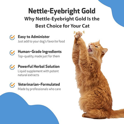 Pet Wellbeing Nettle-Eyebright Gold for Cats - Vet-Formulated - Seasonal Allergies, Hay Fever, Allergic Rhinitis - Natural Herbal Supplement 2 oz (59 ml) PetWellbeing