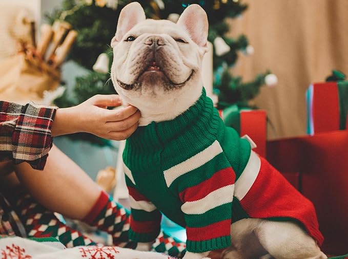 Dog Christmas Sweater for X-Large Size Dog - Puppy Gift Medium Large Warm Santa Clothes in Winter, Turtleneck Pullover Design for Boy Girl Pet, Doggies, Cat, Weiner Bulldog Beagles(XL, Xmas) - PAWPICO