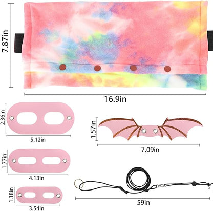 Bearded Dragon Carrier and Leash Harness with Wings, Small Animal Sling Carrier and Reptile Carrier, Lizard Adjustable Harness and Sling Bag for Outdoor Travel Walking Rest Esmorah