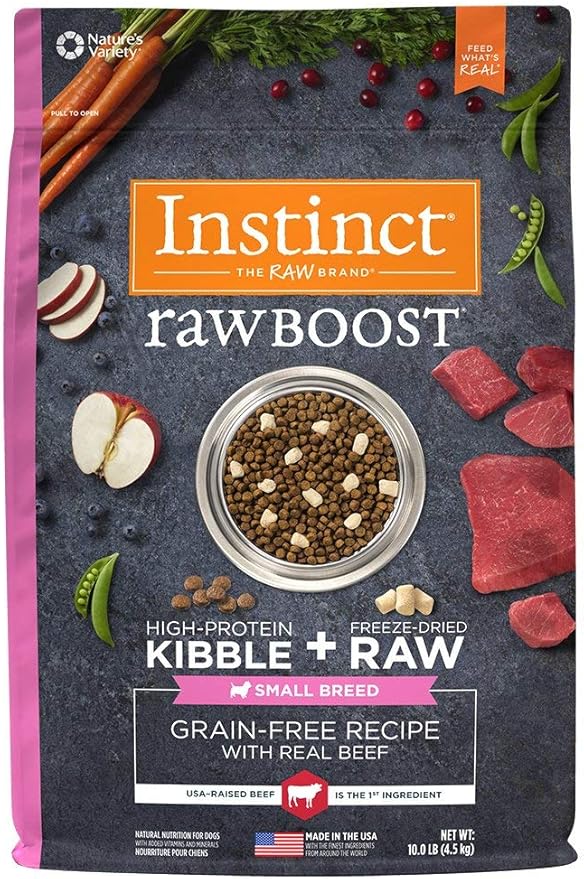 Instinct Raw Boost Small Breed Grain Free Recipe with Real Beef Natural Dry Dog Food, 10 lb. Bag - PAWPICO