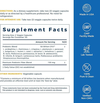 NewRhythm Probiotics 50 Billion CFU 20 Strains, 60 Veggie Capsules, Targeted Release Technology, Stomach Acid Resistant, No Need for Refrigeration, Non-GMO, Gluten Free NewRhythm