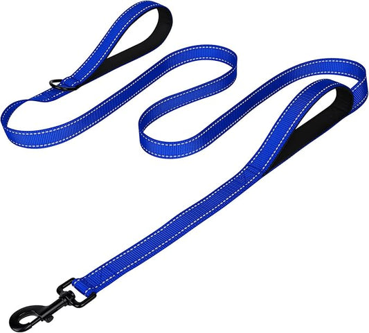 Joytale Dog Leash Heavy Duty for Large Dogs That Pull, Double Handle for Traffic Control, Double-Sided Reflective Leashes for Large Medium Dogs Night Safety, 4FT, Royal Blue Joytale