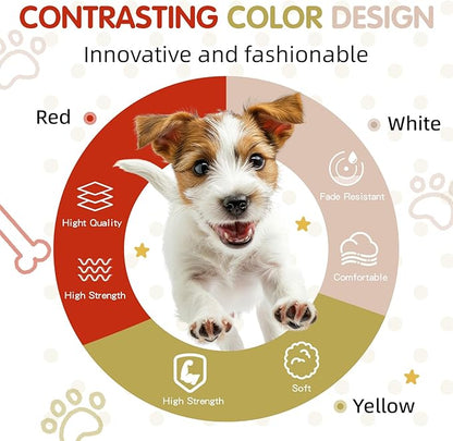 Tri-Color Dog Harness, Adjustable Step-in Design No Pull Dog Harness for Medium Dogs No Pull, Heavy Duty Puppy Harness, Easy for Walking Dog Harness Medium Size Dog Red Yellow White Pawhuggies