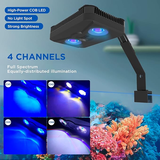 Lominie Aquarium LED Reef Light Coral WiFi Control 135W Programmable Saltwater Aquarium Light Full Spectrum for Marine Fish Tank with Stand Lominie