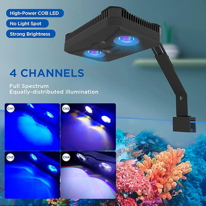 Lominie Aquarium LED Reef Light Coral WiFi Control 135W Programmable Saltwater Aquarium Light Full Spectrum for Marine Fish Tank with Stand Lominie