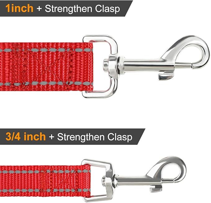 Joytale Double-Sided Reflective Dog Leash, 6 FT/5 FT/4 FT, Padded Handle Nylon Heavy Duty Leashes for Small & Medium Dogs Walking, Red, 6FT Joytale