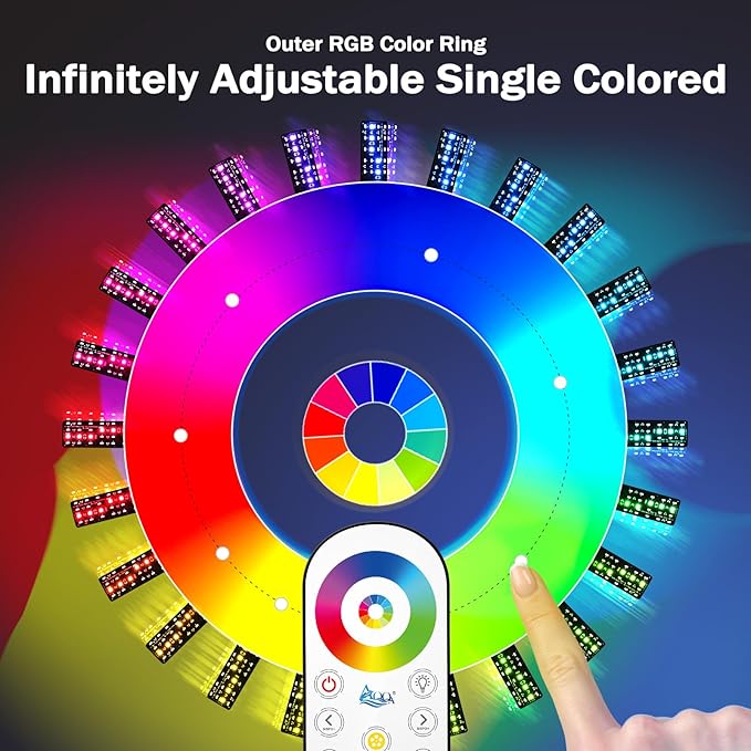 AQQA Aquarium Light,Remote Control Fish Tank Light,DIY Infinitely Adjustable Light Color,10 Light Brightnesses,2 Full Spectrum Lights,9 Dynamic Light Modes for Freshwater (26W for 24-32 inch Tank) AQQA