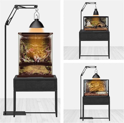 Reptile Lamp Stand, Adjustable 15.7 to 74.3 in Heat Lamp Metal Bracket Floor Light Holder for Lizards Bearded Dragons Chicks Terrarium Tank BOURDSERK