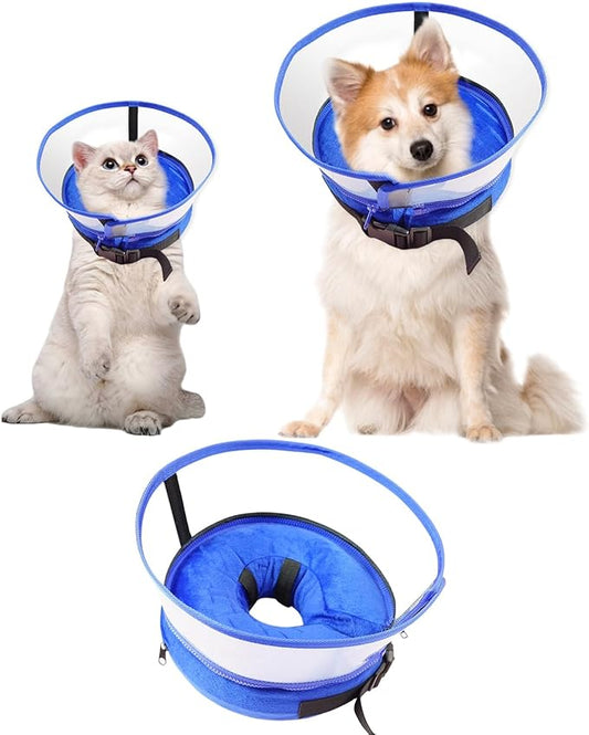 Dog Cone Collar, Inflatable Dog Cone After Surgery for Small Medium Large Dogs, Soft Dog Cone of Alternative with Enhanced Anti-Licking Guard Shield for Pets (Blue, S (Neck: 5"-8")) RoyalClaws