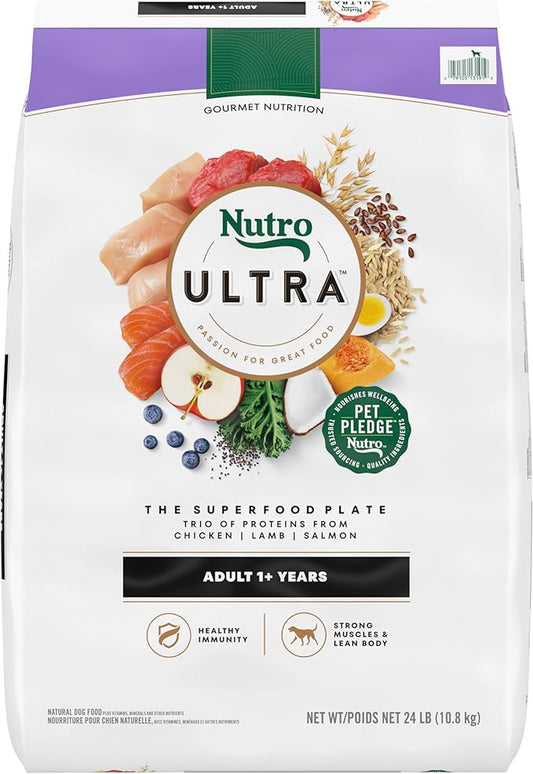 Nutro Ultra Adult Dry Dog Food with a Trio of Proteins from Chicken, Lamb and Salmon, 24 lb. Bag - PAWPICO