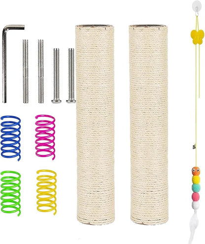 BNOSDM 2 Pcs 15”x2.75” M8 Cat Tree Scratching Post Replacement Parts for Indoor Cats Tower Rope Scratch Poles Refill Sisal Part for Refurbishment Hemp White - PAWPICO