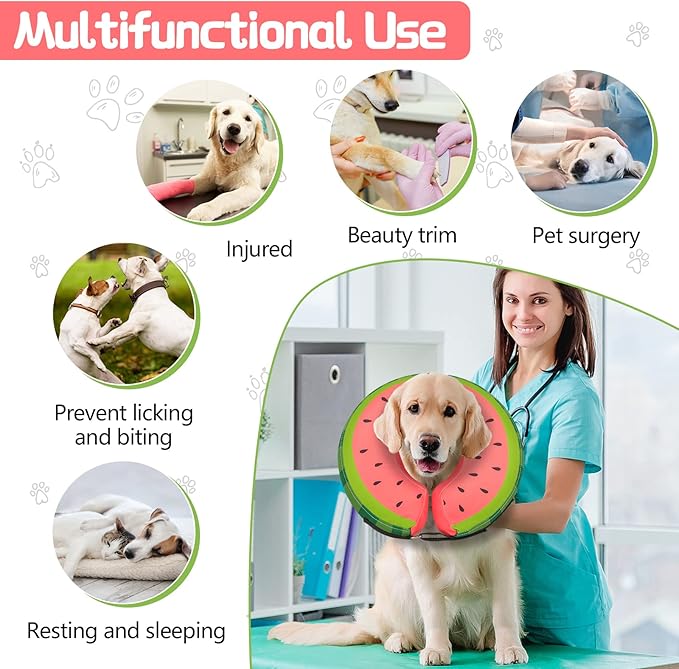 Dog Cone Collar for Small Medium Large Dogs for After Surgery, Pet Inflatable Neck Donut Collar Soft Protective Recovery Cone for Dogs and Cats - Alternative E Collar Does not Block Vision - Red,L MIDOG