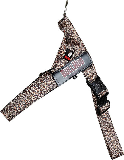 BULLHUG Harness – Made for Larger Chested Dogs Like English Bulldogs, French Bulldogs, Pugs & More. Stops Dogs from Pulling & Choking on Walks (Leopard, XL) BULLHUG