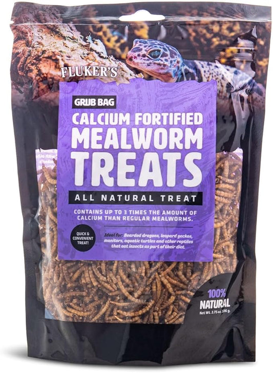 Fluker’s Grub Bag All Natural Calcium Fortified Mealworm Treats, Packed with Protein, Rich in Nutrients, A Reptile Favorite, 3 oz Flukers