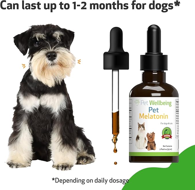 Pet Wellbeing Pet Melatonin for Dogs - Supports Adrenal Health, Cortisol Balance, Helps Maintain Normal Sleep Patterns - Veterinarian-Formulated Liquid Supplement 2 fl oz (59 ml) PetWellbeing