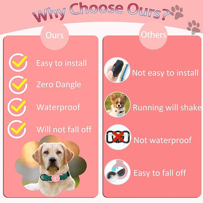 SANKALA Airtag Dog Collar Holder, [1 Pack] Waterproof Airtag Collar Holder for Dog, Silicone Full Body Covered Anti-Lost Protective Apple Airtag Case for Pet Collar - Fits All Width Collars,Pink SANKALA