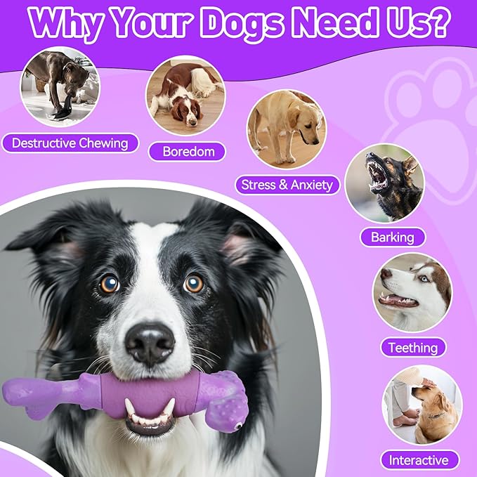 Dog Toys for Aggressive Chewers, Interactive Dog Chew Toys for Large Dogs, Indestructible Squeaky Dog Toys to Keep Them Busy, Tough Dog Toys for Medium/Large Breed Dogs (Purple, Hammerhead Shark) - PAWPICO