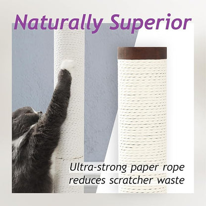 Necoichi 23.6” Tall Cat Scratching Post Kitten Scratcher Paper Rope Scratch Posts Trees with Hanging for Indoor Cats (23.6 inches for Kitty, Regular, Dark Cherry) - PAWPICO