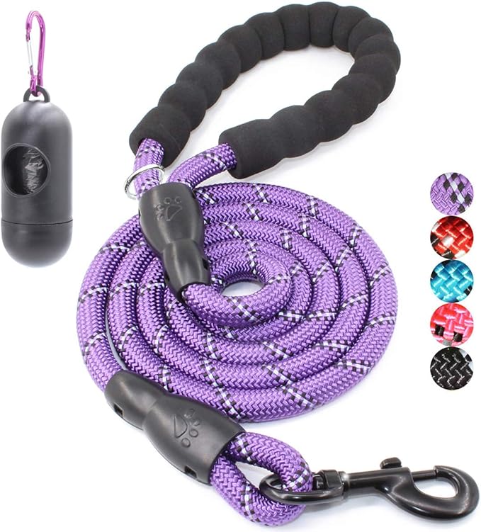 BAAPET 2/4/5/6 FT Dog Leash with Comfortable Padded Handle and Highly Reflective Threads for Small Medium and Large Dogs (4FT-1/2'', Purple) BAAPET