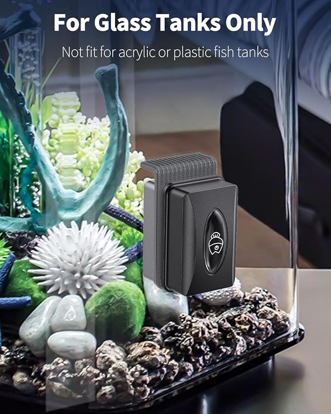 Pawfly Aquarium Magnetic Brush Fish Tank Glass Cleaner 2 Inch Mini Stain Scrubber Pads Aquarium Cleaning Tool for 1/5 Inch Thick Fish Tank up to 10 Gallons (Non-Floatable) Pawfly