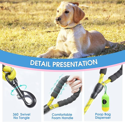 BAAPET 2/4/5/6 FT Dog Leash with Comfortable Padded Handle and Highly Reflective Threads for Small Medium and Large Dogs (6FT-1/2'', Yellow) - PAWPICO