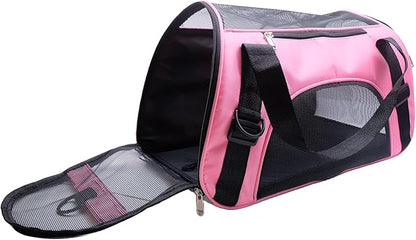 Cat Carrier,Soft-Sided Pet Travel Carrier for Cats,Dogs Puppy Comfort Portable Foldable Pet Bag Airline Approved (Medium-LightPink) - PAWPICO