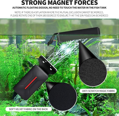 Aquarium Brush Strong Magnetic Brush Floating Magnetic Aquarium Brush, Fish Tank Cleaner, Scrubber & Scraper Aquarium Cleaning Tools, Floating Fish Tank Cleaner (L) SVECKE