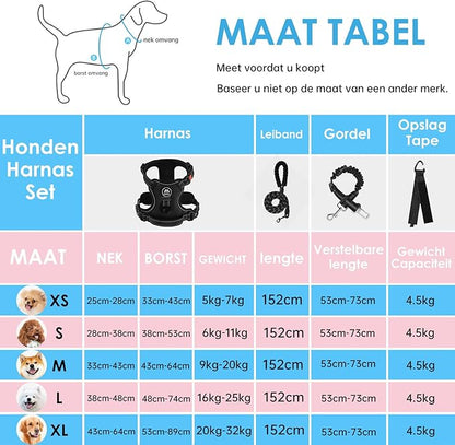 NESTROAD No Pull Dog Harness,Adjustable Oxford Dog Vest Harness with Leash,Reflective No-Choke Pet Harness with Easy Control Soft Handle for Large Dogs(X-Large,Black) NESTROAD