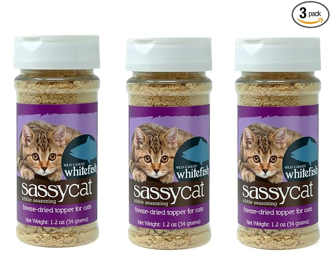 Herbsmith Sassy Cat Kibble Seasoning – Freeze Dried Whitefish – Cat Food Topper for Picky Eaters [Bundle x3 Whitefish] - PAWPICO