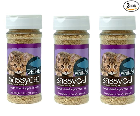 Herbsmith Sassy Cat Kibble Seasoning – Freeze Dried Whitefish – Cat Food Topper for Picky Eaters [Bundle x3 Whitefish] - PAWPICO
