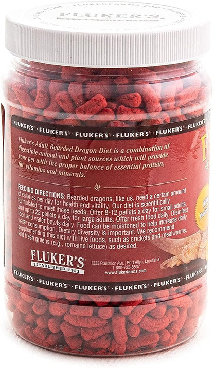 Fluker's Bearded Dragon Food, For Adult Bearded Dragons, Pellet Diet Rich in Protein, Fats, Vitamins, and Minerals, 3.4 oz Flukers