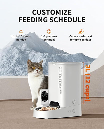 PETKIT Automatic Pet Feeder with Camera, 1080P HD Video with Night Vision, 2.4G WiFi Cat Dog Feeder with 2-Way Audio,Smart App Control Pet Dry Food Dispenser for Cats and Dogs with Non-Stick Food Bowl - PAWPICO