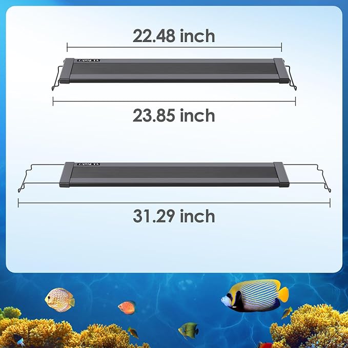 Aquarium Light,22W 24/7 Natural Mode,9 Light Modes(Water Grass Mode & 7 Colors & Cycle),Adjustable Timer and 7 Color Brightness - with Expandable Mounting Bracket for 24~30IN Fish Tank GAMALTA