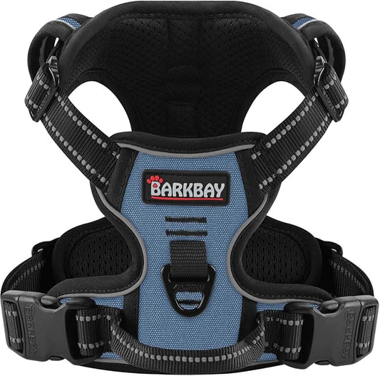 BARKBAY Dog Harness No Pull for Large Dogs - Adjustable, Reflective, Comfortable, No Choke, Heavy-Duty - Perfect for Outdoor Training, Walking, and Hiking - Strong & Durable - L & Navy BARKBAY