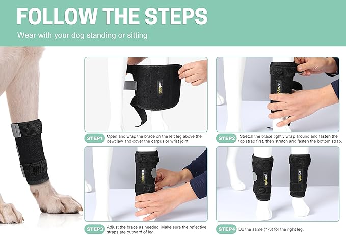 Dog Front Leg Brace Ankle Support for Forelilmb, Canine Dog Wrist Brace Splint, Protects Foreleg Carpus Joint Wounds Heals, Helps with Loss of Stability Caused by Arthritis Lyderpet