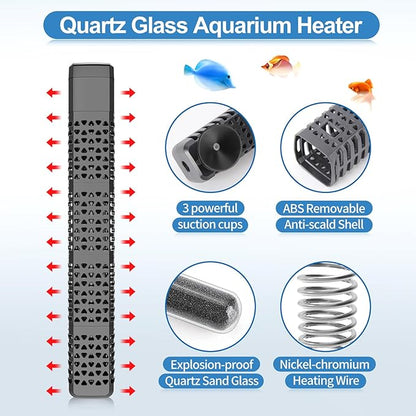 HiTauing Aquarium Heater, Upgraded 300W/500W Fish Tank Heater with Intelligent Leaving Water Automatically Stop Heating and Advanced Temperature Control System, Suitable for Saltwater and Freshwater HiTauing