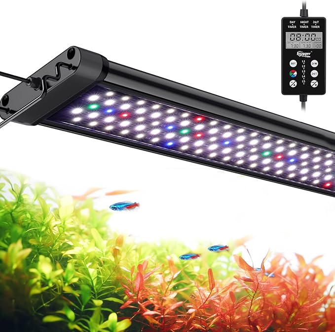 hygger Fully Customize LED Aquarium Light Daylight-Moonlight & 24/7 Mode, WRGB Full Spectrum 48-55 Inches Fish Tank Planted Light with in-line Remote, Auto On Off 8 Colors Adjustable Brightness hygger