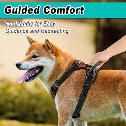 BARKBAY Dog Harness No Pull for Large Dogs - Adjustable, Reflective, Comfortable, No Choke, Heavy-Duty - Perfect for Outdoor Training, Walking, and Hiking - Strong & Durable - XL & Roi Red BARKBAY
