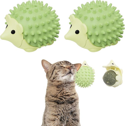SEVENKA 2 PCS Catnip Toys Self-Grooming Cat Brush with Catnip Ball & Gall Fruit, Kitty Kitten Scratcher Self Groomer Cat Toys for Indoor Cats Lick, Chew Toys Corner Brushes Edible Wall Treats - PAWPICO
